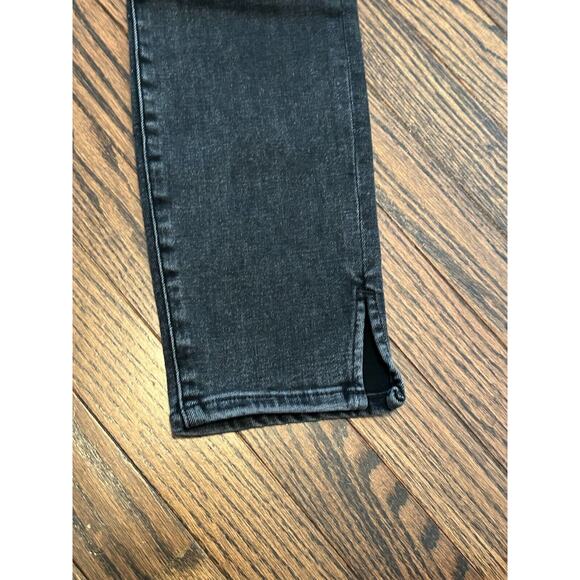 Good American Good Legs Crop Jean Womens 2/26 Black Button Fly Skinny Ankle Slit - Picture 3 of 8